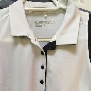 NIKE Golf - Court or Course. Women’s Dri-Fit sleeveless blouse- white w/blk trim